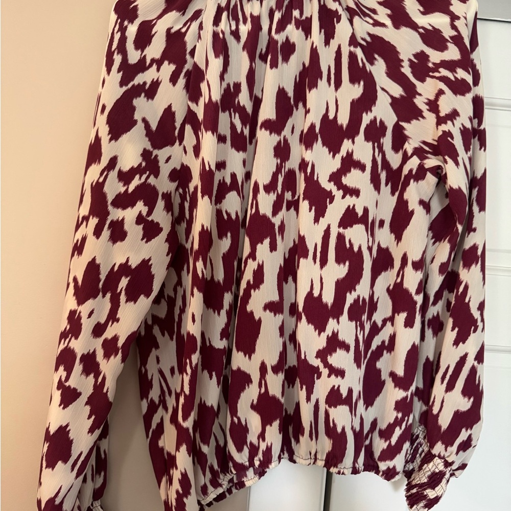 Stylish Women's Top in Burgundy and White